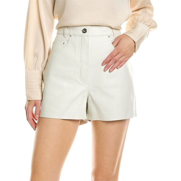 Ferragamo Womens High-Waisted Leather Short - Picture 1 of 4